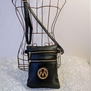 Mia K. Farrow Black Medina Crossbody Bag with Gold Accents